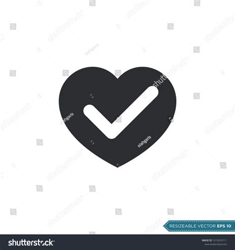 Check Mark Heart Icon Vector Template เวกเตอร์สต็อก ปลอดค่าลิขสิทธิ์