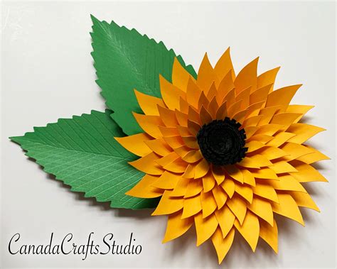 Paper Sunflower Svg Leaf Svg And Dxf Etsy