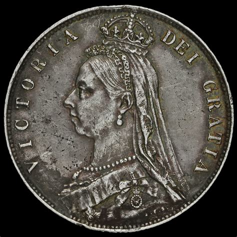 1891 Queen Victoria Jubilee Head Silver Half Crown Scarce GVF