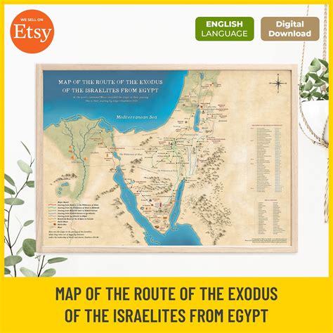 Map of the Exodus Route From Egypt, Printable Bible Map, Israelite