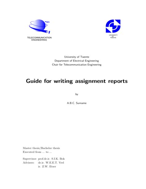 Guide For Writing Assignment Reports