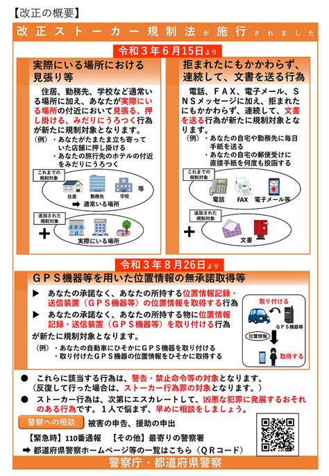 ストーカー規制法が改正されました！｜警察庁webサイト