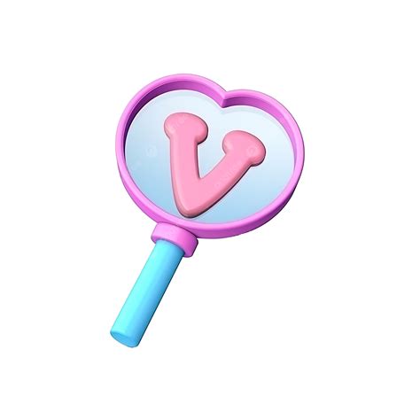 Magnifying Glass Love 3d Model Cartoon Style Render Illustration 3d