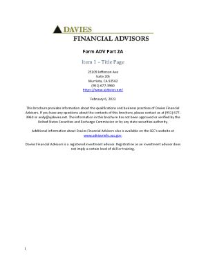 Fillable Online Davies Financial Advisors Form ADV Part 2A Brochure