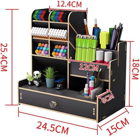 Houten Bureau Organizer Pennenhouder Van Hout Met Laden Grote