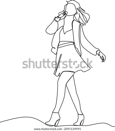 Singing Woman Microphone Hands Vector Illustration Stock Vector