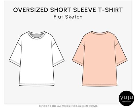 Oversized Short Sleeve T Shirt Fashion Flat Sketch Fashion Template