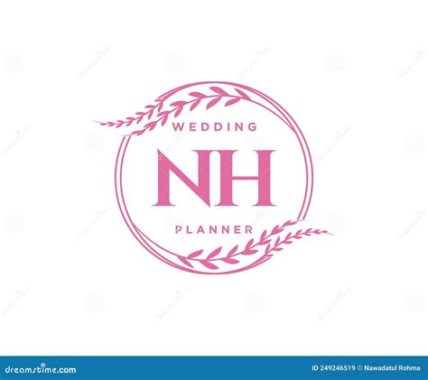 Nh Initials Letter Wedding Monogram Logos Collection Hand Drawn Modern