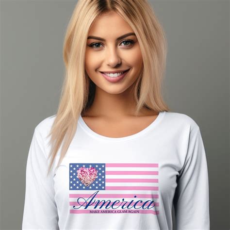 American Flag Shirt America Flag Long Sleeve Shirt Pink Blue Shirt Patriotic Shirt Pastel Flag