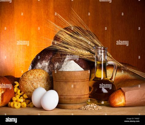 Bread Assortment With Ingredients Stock Photo Alamy