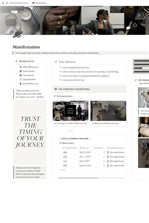 Notion Manifestation Journal Aesthetic Vision Board Notion Template