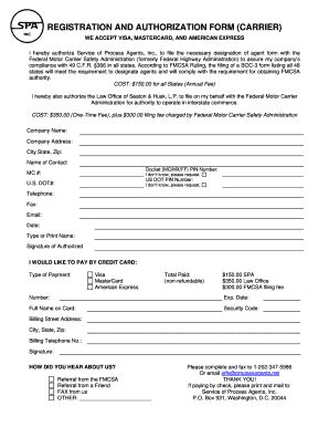 Fillable Online Transportationlaw Registration And Authorization Form