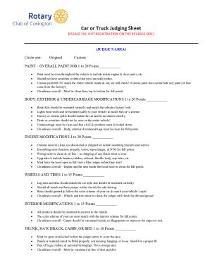 Fillable Online Car Show Judging Sheet Form Fill Out And Sign