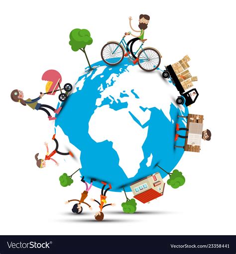 Globe Earth With People Royalty Free Vector Image