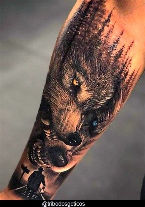 tatuagem masculina braço fechado lobo tattoo man masculina ideias