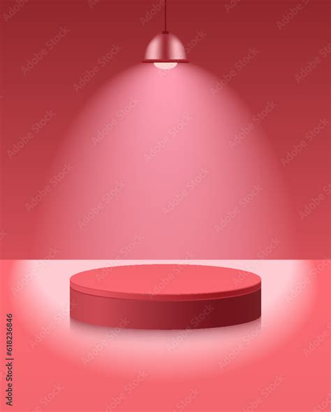 Light podium with hanging lamp, spot light. Abstract empty room with ...