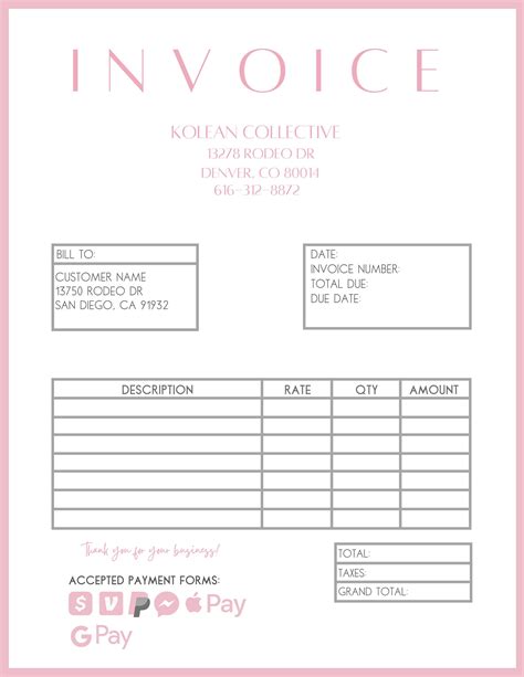 Pink Invoice Template Editable In Canva Pdf Invoice Small Business Boss