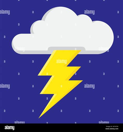 Cloud With Lightning Bolt Icon Fun Vector Illustration Of Floating