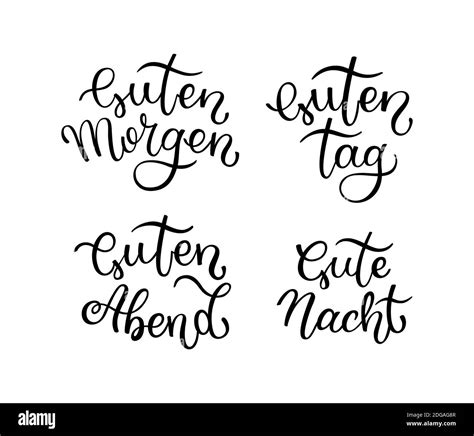 Hand Lettering Good Morning Good Day Good Evening Good Night German