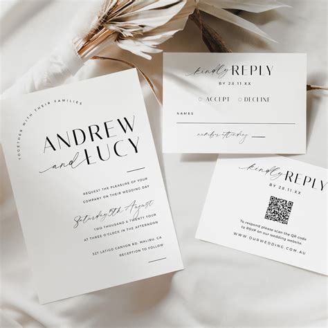 Wedding Invitation QR Code Rsvp Minimalist Wedding Invite - Etsy Australia