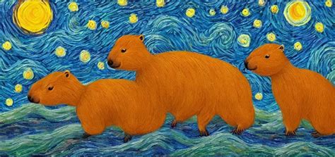 Capybara Painting In The Style Of Starry Night Stable Diffusion