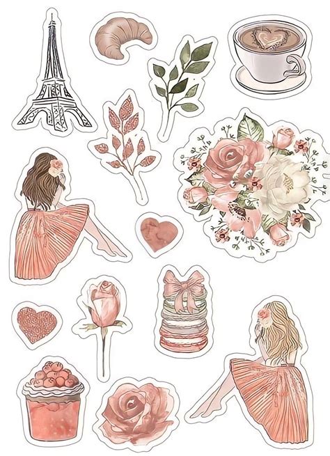 Some Stickers That Are On The Back Of A White Sheet With Pink Flowers