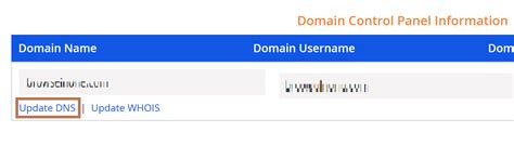 manage  update dns   member area