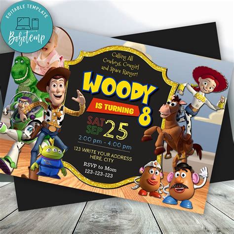 Invitación Imprimible De Woody Toy Story 4 Con Foto Diy Bobotemp