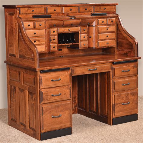 Alderidge Amish Roll Top Desk - Rustic Cherry