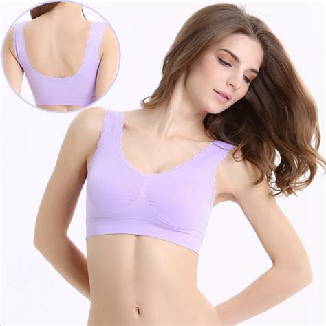 Women Yoga Sport Bra Sexy Lace Soft Gather Push Up Running Gym Fitness