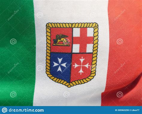 Bandeira Da Marinha Italiana Que Representa Os Emblemas Das Quatro