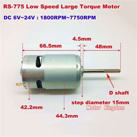 48mm Long Shaft Rs 775 Motor Dc 6v 12v 18v 24v 7750rpm Low Speed Large