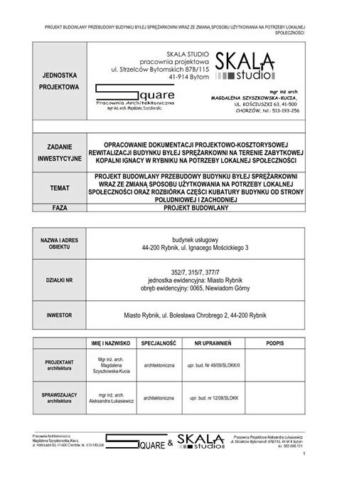 Pdf Jednostka Projektowa Rybnik Mapa Do Cel W Projektowych