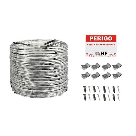 Cerca concertina dupla inox eletrificada 45cm kit de instalação caixa