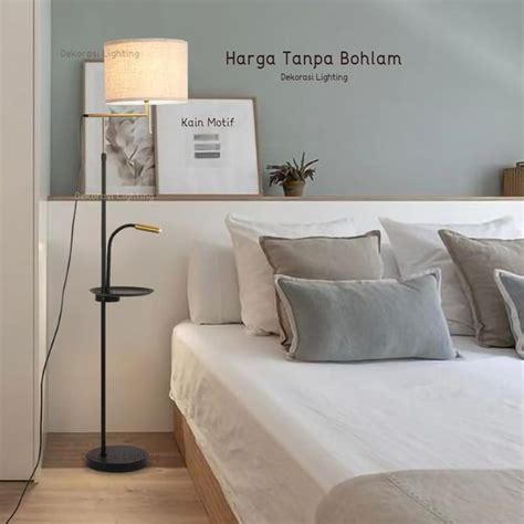 Jual Lampu Standing Kain Minimalis Modern Floor Lamp Bed Side Ruang