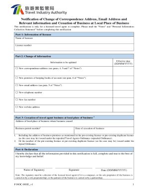 Fillable Online Notification Of Change Of Correspondence Address Email