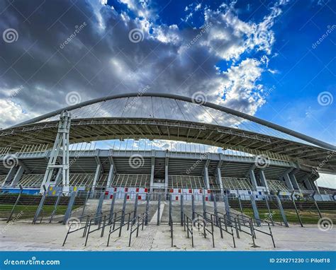 Iconic View Of The Olympic Stadium Oaka In Athens Greece Designed By