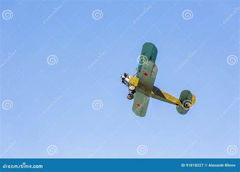 Retro Russian Aeroplane Polikarpov Po 2 In The Blue Sky Editorial