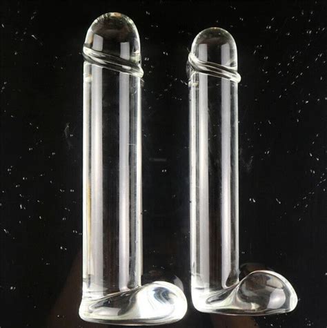 Realistic Glass Dildo Giant Dong Butt Anal Sex Plug Thruster Vagina
