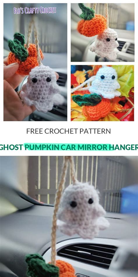 How To Crochet Ghost Pumpkin Car Mirror Hanger Fall Crochet Patterns