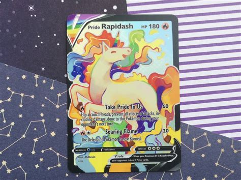 Holo Pride Month Rainbow Rapidash Custom Holographic Pok Mon Card V