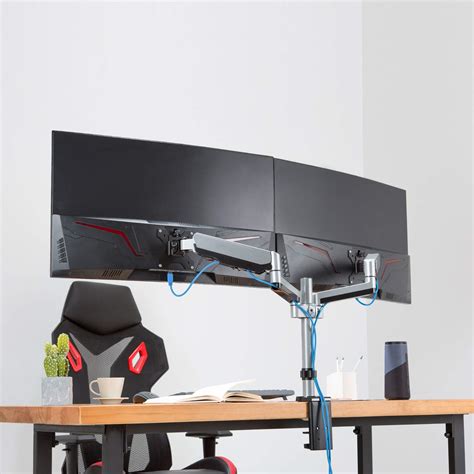 Avlt Dual Monitor Arm Desk Mount Fits Two Flat Curved Monitor