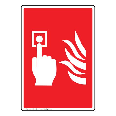 Vertical Sign Fire Alarm [graphic Only] Fire Alarm Glow Red