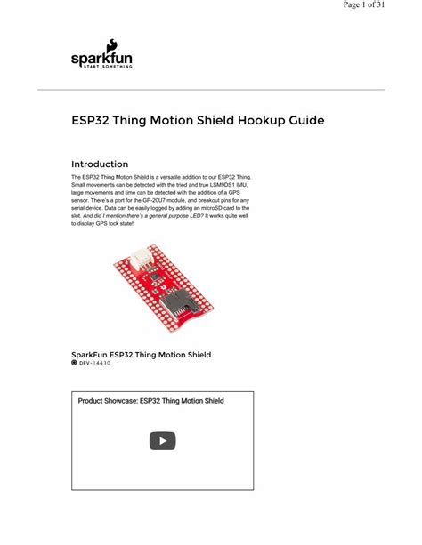 PDF ESP32 Thing Motion Shield Hookup Guide Sheets Sparkfun