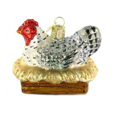 Old World Christmas Hen On Nest Glass Blown Ornament