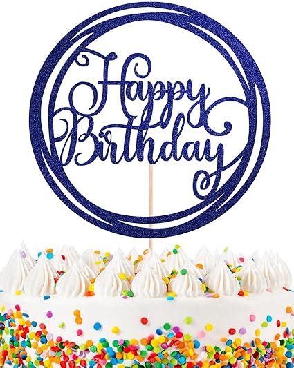 Myamped Happy Birthday Cake Topper Blue Glitter Happy