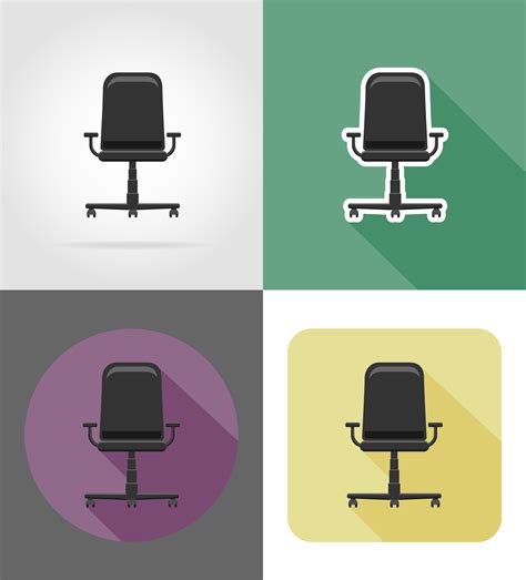 Armchair Furniture Set Flat Icons Vector Illustration Vector Art