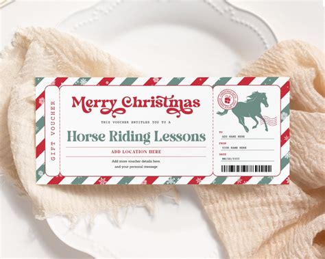 Horse Riding Lessons Christmas Voucher Editable Horse Leases