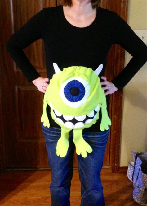 Monster S Inc Diy Mike Wazowski Maternity Halloween Costume Made With Fleece And Sew