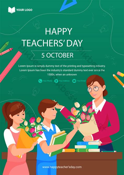 Flat Teachers Day Vertical Poster Template | EPS Free Download - Pikbest